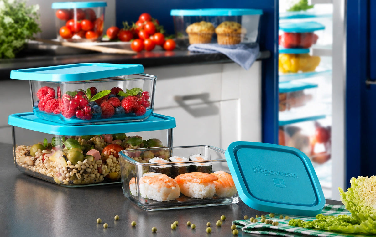 Frigoverre 3pc Square Food Storage Container Set (3-Cup, 7-Cup, & 12-Cup)