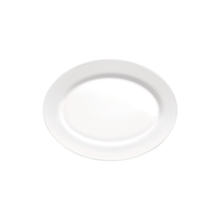 Side view of Grangusto 13.75" x 10.5" Opal Glass Oval Serving Plate (Set of 12)