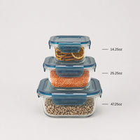 Side view of Frigoverre Evolution 2-Cup Square Food Storage Container, Gray Lid (Set of 12)