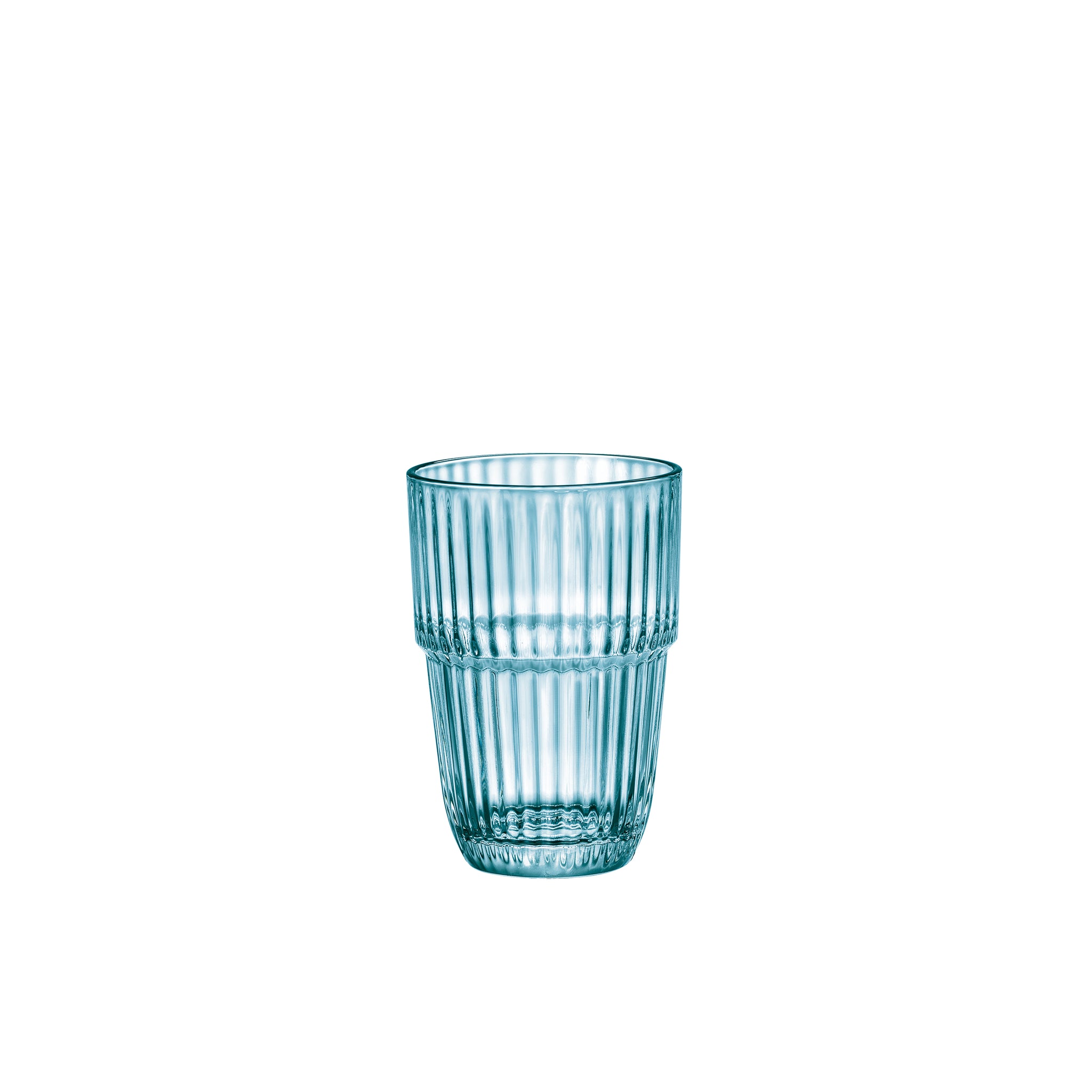 Bormioli Rocco Barshine 12.8 oz. Long Drink Stackable Drinking Glasses, Ice Blue (Set of 6)