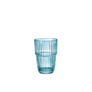 Bormioli Rocco Barshine 12.8 oz. Long Drink Stackable Drinking Glasses, Ice Blue (Set of 6)