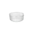 Clear Exclusiva glass bowl with ribbed design on a white background