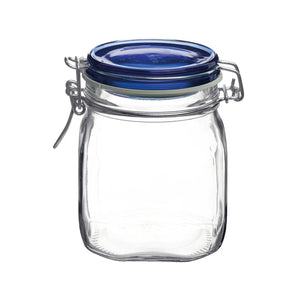 Bormioli Rocco Fido 25.25 oz. Food Jar, Blue Top (Set of 12)