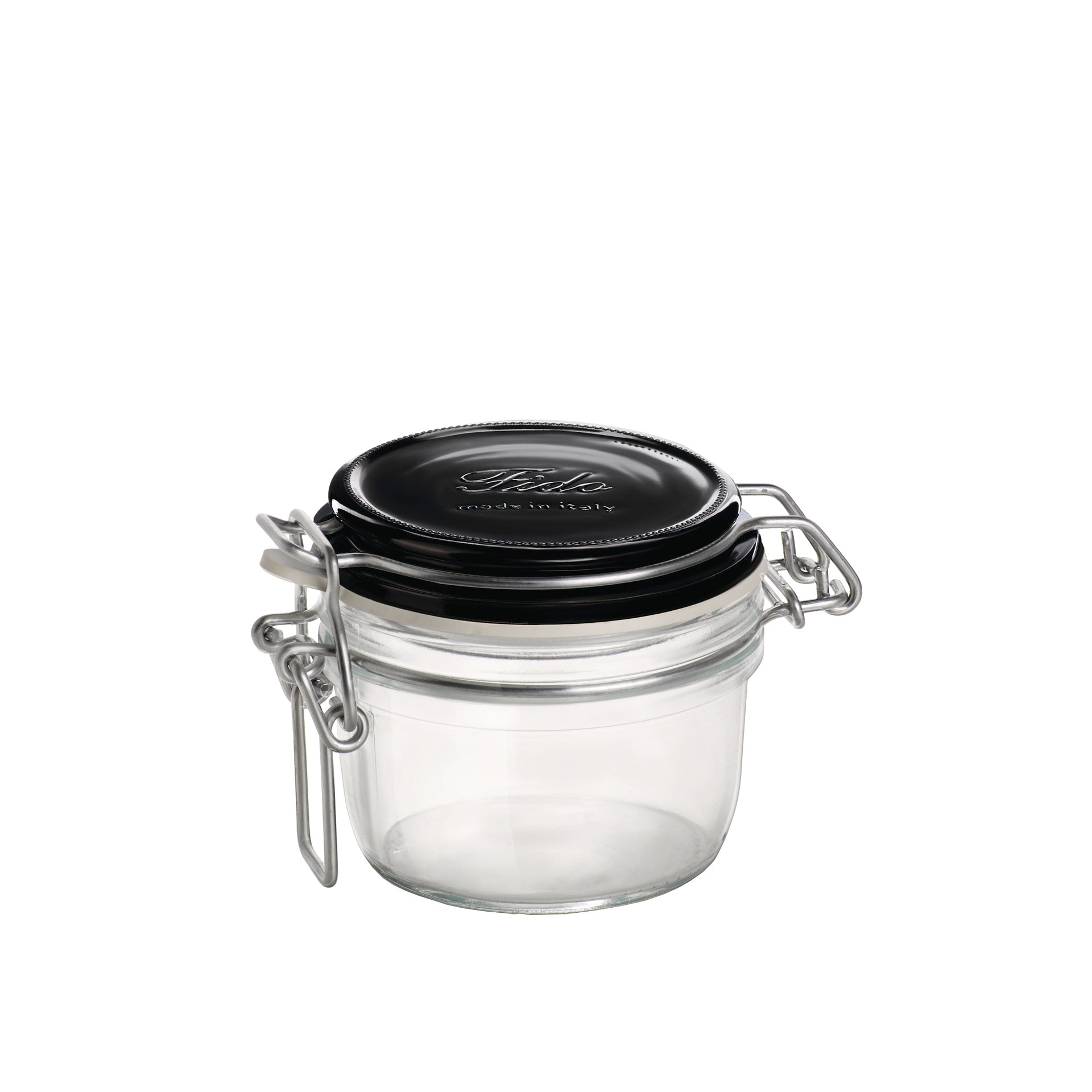 Bormioli Rocco Fido 4.25 oz. Food Jar, Black Top (Set of 12)