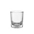 A clear Graphics DOF glass with intricate engravings at the base, designed to hold whiskey or other beverages.