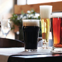 Side view of Nonix 10 oz. Stackable Pub Beer Glasses (Set of 12)