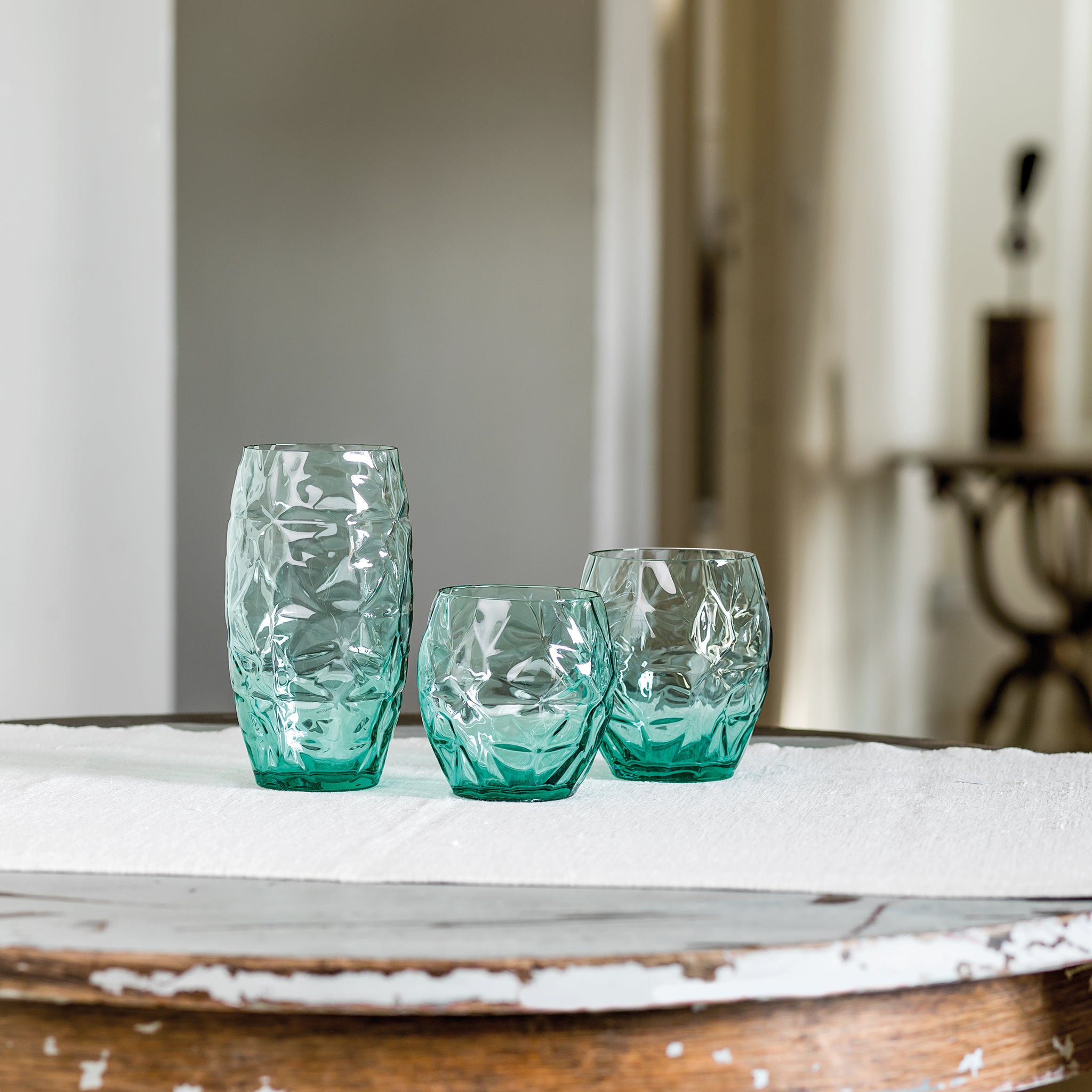 Bormioli Rocco Oriente 13.5oz. Water Drinking Glasses, Cool Green (Set of 6)