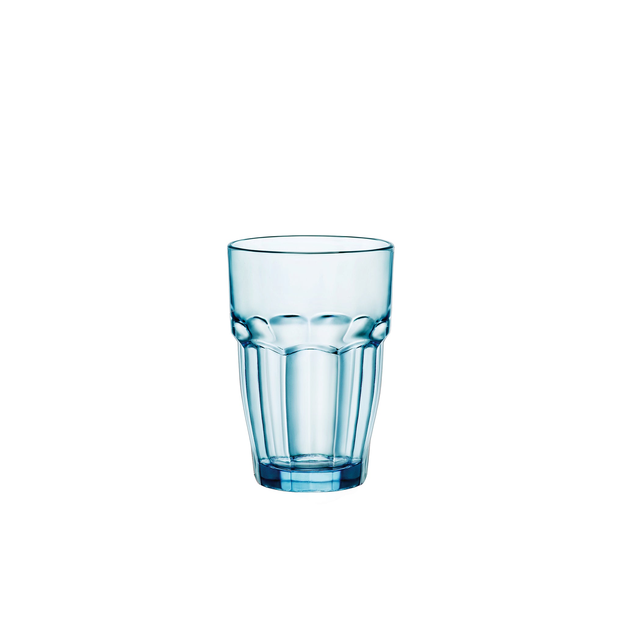 Bormioli Rocco Rock Bar 12.5 oz. Beverage Stackable Drinking Glasses, Ice Blue (Set of 6)