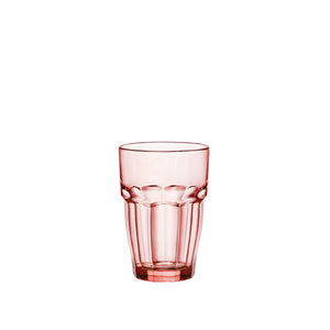 Bormioli Rocco Rock Bar 12.5 oz. Beverage Stackable Drinking Glasses, Peach (Set of 6)