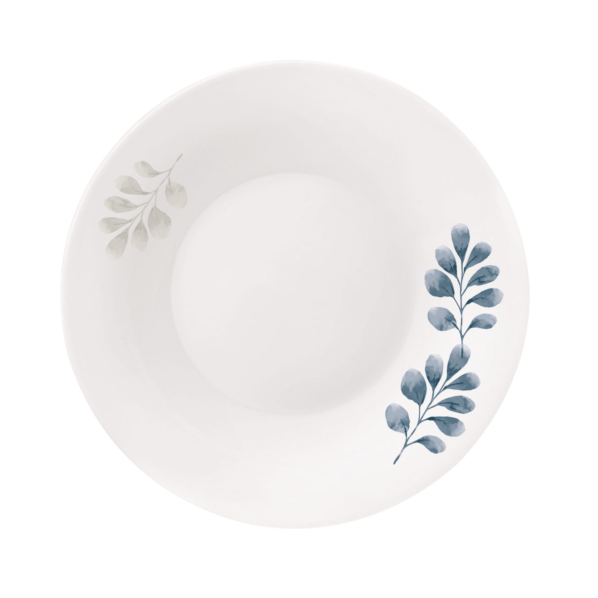 Bormioli Rocco White Moon Botanica 9" Opal Glass Soup Plate, Blue (Set of 24)