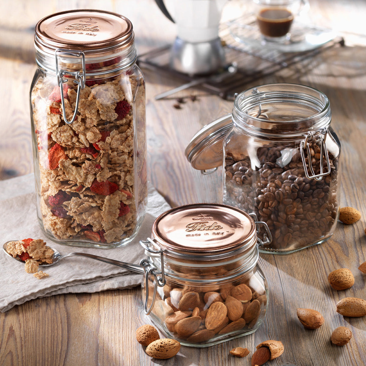 Fido 17.5 oz. Food Jar, Copper Top (Set of 6) - Bormioli Rocco USA