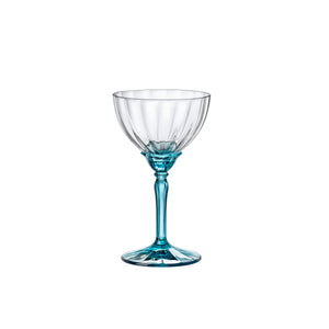 Florian 8.10 oz. Champagne / Martini Cocktail Glasses, Lucent Blue (Set of 4)